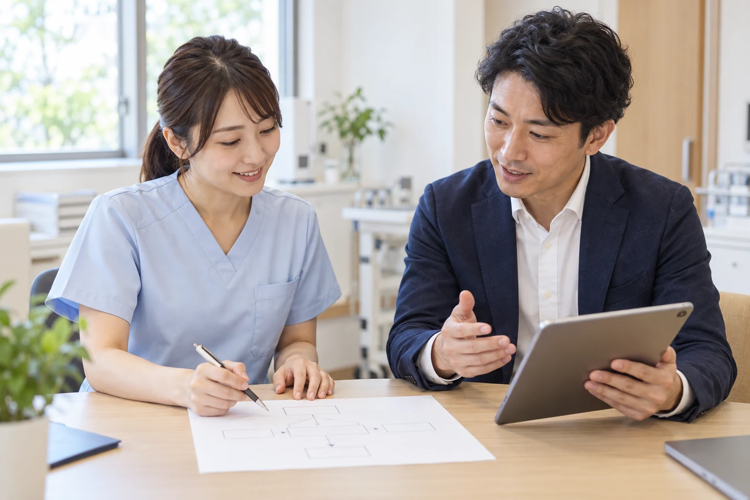 施設の運用を相談するイメージ
