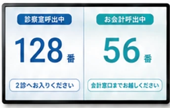 番号呼び出し画面の表示例